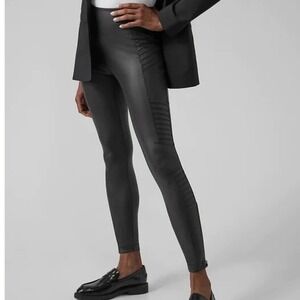 Athleta Delancey‎ Motto Tight Black Moto Ribbed High Rise Leggings M